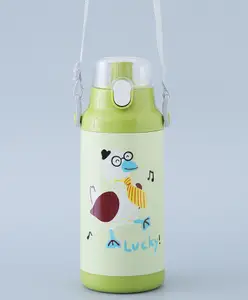 Fab N Funky Bird Print Sipper Bottle with Strap Green - 400 ml