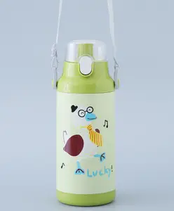 Fab N Funky Sipper Bottle with Strap Green - 400 ml (Print May vary)