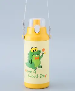 Fab N Funky Sipper Bottle with Strap Yellow - 400 ml (Print May Vary)