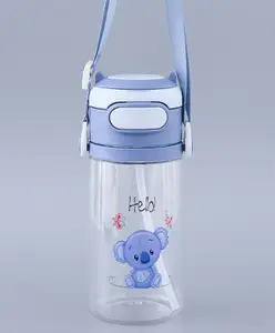 Fab N Funky Sipper Water Bottle with Strap Kitty Print Blue - 550 ml