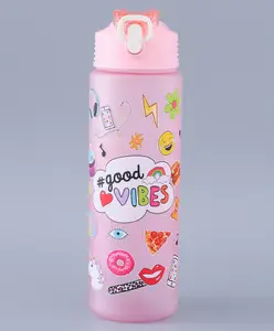 Fab N Funky Good Vibes Print Sipper Bottle Pink - 800 ml