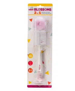 Adore Blossoms 2 in-1 Baby Bottle Cleaning Brush Kit with Silicone Suction Base- White