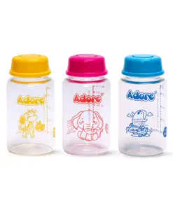 Adore IRIS Borosilicate Glass Milk Storage Bottle- Pack of 3- 125 ml Each