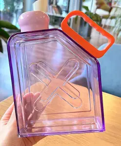 SCHOOLISH Cute X Theme Plastic Water Bottle Travel Friendly Leak-Proof Drinking Bottle with Adjustable Shoulder Strap with Straw - Pack of 1 - COLOR MAY VARY