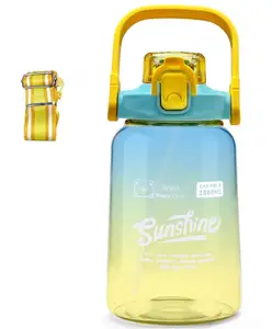 FunBlast Large Capacity Water Bottle with Handle and Straw Yellow