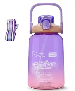 FunBlast Large Capacity Water Bottle with Handle and Straw Purple
