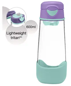 b.box Large Size Flip Top Lid Spout Drink Bottle for kids - Leak Proof & Easy to Carry 600ML - Lilac Pop Purple