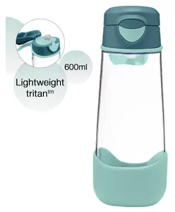 b.box Large Size Flip Top Lid Spout Drink Bottle for kids - Leak Proof & Easy to Carry 600ML - Emerald Forest Green