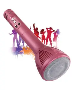 Zyamalox Multi-Function Handheld Wireless Singing Microphone: Bluetooth Karaoke Mic with Speaker for All Smartphones (Pink)