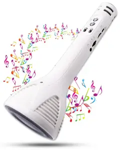 Zyamalox Multi-Function Handheld Wireless Singing Microphone: Bluetooth Karaoke Mic with Speaker for All Smartphones (White)