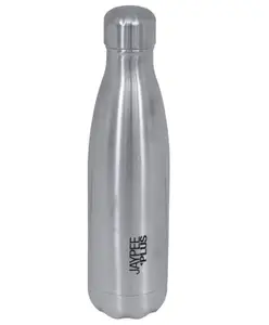Jaypee Plus AlPha Vacuum Insulated Stainless Steel Hot & Cold Water Bottle-BIS Certified, Rust & Leak Proof, 500ml Metallic