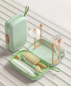 Fab N Funky Multipurpose Bottle & Nipple Cleaning Brush Set Along With Bottle Drying Rack - Green