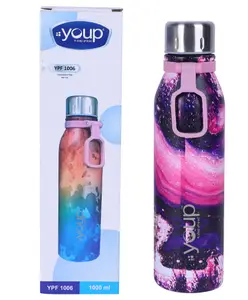 YOUP Stainless Steel Water Bottle for Office Gym Travel School Dance Home Refrigerator Water Bottle For Adults Kids Girls Boys YPF 1006-1000 ml