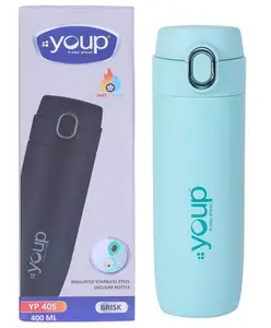 YOUP Thermosteel Insulated Double Wall Sea Green Color Water Bottle BRISK - 400 ml