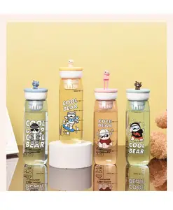 YAMAMA Cute And Colorful Bear Printed Water Bottle with Fruit Infuser BPA-Free for Kids And Adults 600 ml Color May Vary