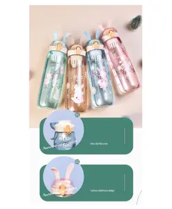 YAMAMA Cute Rabbit Printed Design Water Bottle With Fruit Infuser BPA-Free for Kids And Adults 600 ml Color May Vary