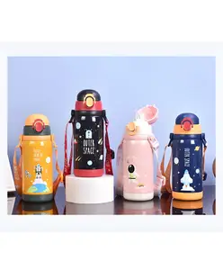 YAMAMA Cute Space Design Stainless Steel 304 Water Bottle Double Wall Vacuum Insulated Flask Bottle Anti-Leak Spill-Proof Bottle BPA-Free for Kids And Adults 450 ml Color May Vary