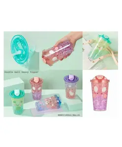 YAMAMA Double Wall Heavy Sipper Water Bottle BPA Free Drinking Bottle for Kids And Adults 450 ml Color May Vary