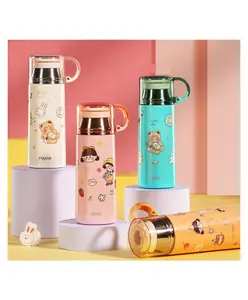 YAMAMA Kawai Stainless Steel 304 Double Wall Water Bottle With Cups for Kids And Adults 520 ml Color May Vary