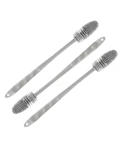 Kuber Industries Bottle Cleaning BrushSilicone Water Bottle CleanerBrush with Long HandleReusable Cleaning BrushBottle Brush Cleaner SetPack of 3,Gray,