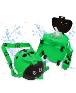 FunBlast Bug Shaped Water Bottle with Moving Wheels, Strap & Sipper Green -