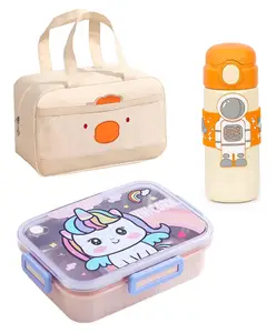 Little Surprise Box Tiffin Combo 5 pcs set Big Uni Astro Lunch Box Insulated Lunch Bag & Water Bottle chopsticks & spoon Combo Set of 5 for Kids