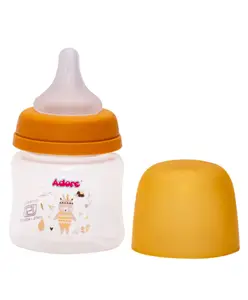 Adore Skoot Jr 2 Stage Wideneck Feeding Bottle with Premium Matte Anti-Colic Teat- BIS approved- 125ml- Yellow