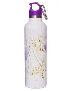 Disney by Gluman Vacuum Insulated Stainless Steel Double Walled Quencher Water Bottle Disney Frozen Print Purple - 1000 ml