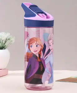 Disney by Gluman Frozen Slurpy Water Bottle with Flip-Top Closure - 620 ml-Plastic Water Bottle