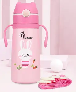 R for Rabbit Steebo Safari Premium Stainless Steel Water Sipper with Bunny Print Pink - 500 ml