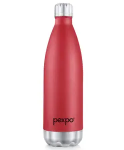 PEXPO Electro 24 Hrs Hot & Cold ISI Certified Flask | Stainless Steel Water Bottle - 1000ml Crimson Red | Thermoflask | Office Bottle | Workout | Travelling | Home | Adults