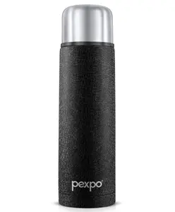 Pexpo Flip Pro 18Hrs Hot & Cold |1 Litre Vacuum Insulated Stainless Steel Flask| Black |Steel Bottle|Thermoflask|Leak Proof|Travelling|School & Trekking|Office|Gym