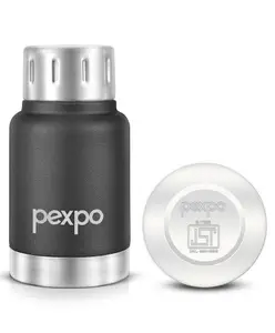 Pexpo Cameo Hot & Cold 160ml Stainless Steel Water Bottle|Black Knight| Vacuum Insulated| Leak proof & BPA Free| Screw Cap| Office, School, Gym, & Travelling|Men, Women & Kids