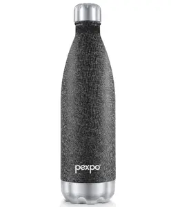 PEXPO Electro 24 Hrs Hot & Cold ISI Certified Flask | Stainless Steel Water Bottle - 750ml Black | Thermoflask | Office Bottle | Workout | Travelling | Home | Adults & Kids