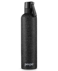 Pexpo Oslo Hot & Cold Stainless Steel Water Bottle |Thermosteel Flask|Vacuum Insulated |ISI Certified |750ml, Black| Gift for Girls & Boys|Office | Home | Gym | Adults