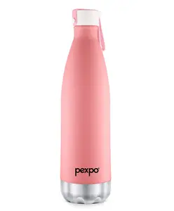 Pexpo Espresso ISI Certified|Hot &Cold|Vacuum Insulated|Stainless Steel Water Bottle-500 ml|Pink|Silicon Strap|Home|School|College|Gym|Travelling|Hiking