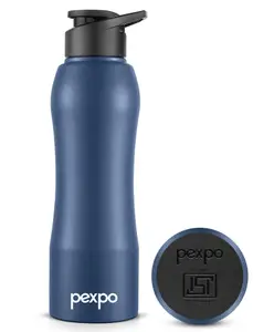 Pexpo Bistro Stainless Steel Fridge Cooling/Sports Sipper Water Bottle 1 Litre, Denim Blue|Single Walled|Easy Grip | Home, Office, Gym, School, Yoga, Trekking, Men, Women & Kids