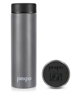 Pexpo Titanium Hot & Cold Wide Mouth Flask | Vacuum Insulated Water Bottle 500ml Grey | Thermoflask | Office Bottle | Rust Proof | Leak Proof | Tea | Coffee | Juice