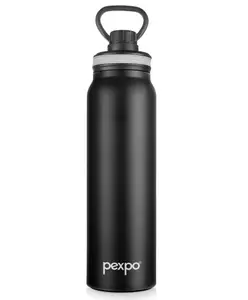 Pexpo Austin Hot & Cold 740ml Stainless Steel Water Bottle| Knight Black | lightweight & Vacuum Insulated| Leak proof & BPA Free| for sports, travelling, & hiking