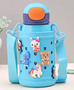 Cello Joytron Animal Appliques Stainless Steel Water Bottle Blue - 494 ml