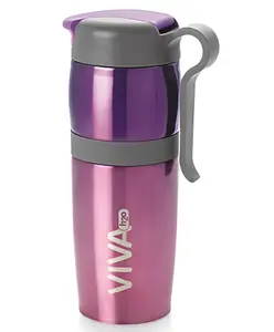 SCHOOLISH Stainless Steel Water Bottle, Double Wall Vacuum Insulated Travel Mug 100% Leak & Sweat Proof BPA Free, Cold 12 Hrs/Hot 12 Hrs Perfect for Camping, Cycling, Gym, School 420 ml - PACK OF 1 - COLOR MAY VARY