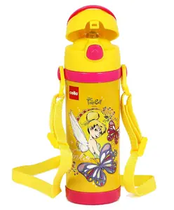 Cello Fairy Stainless Steel Double Walled Water Bottle Yellow - 600ml