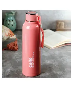 Cello Puro Steel-X Benz with Inner Steel and Outer Plastic Water Bottle Peach - 730 ml