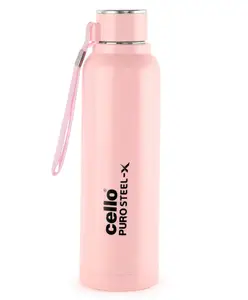Cello Puro Steel-X Benz with Inner Steel and Outer Plastic Water Bottle Pink - 650 ml