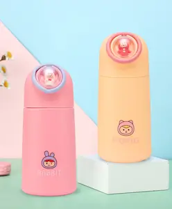 Paper Moon Cute Cartoon Glass Silicone Water Bottle Sipper for Kids 1pc, Color May Vary - 380 ml