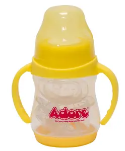 Adore Jiggle 2 Stage Wideneck Feeding Bottle with Twin Handle- 150ml- Yellow