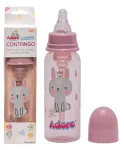 Adore Advanced CONTANGO- The Ventilated Anti-Colic Stem Baby Feeding Bottle- - Vacuum Free - Pink 250ml