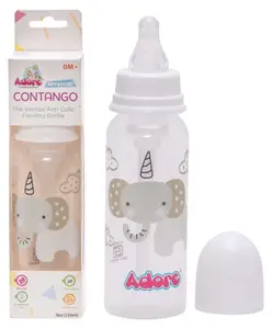 Adore Advanced CONTANGO- The Ventilated Anti-Colic Stem Baby Feeding Bottle- - Vacuum Free - White 250ml