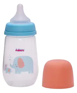 Adore Skoot Wide Neck Feeding Bottle With First ever Dual Anti-colic System - 250ml Blue Elephant