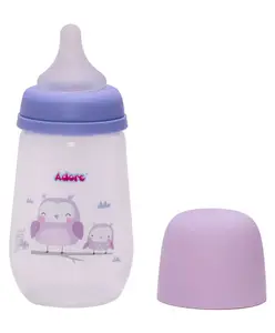 Adore Skoot Wide Neck Feeding Bottle With First ever Dual Anti-colic System - 250ml Purple Owl
